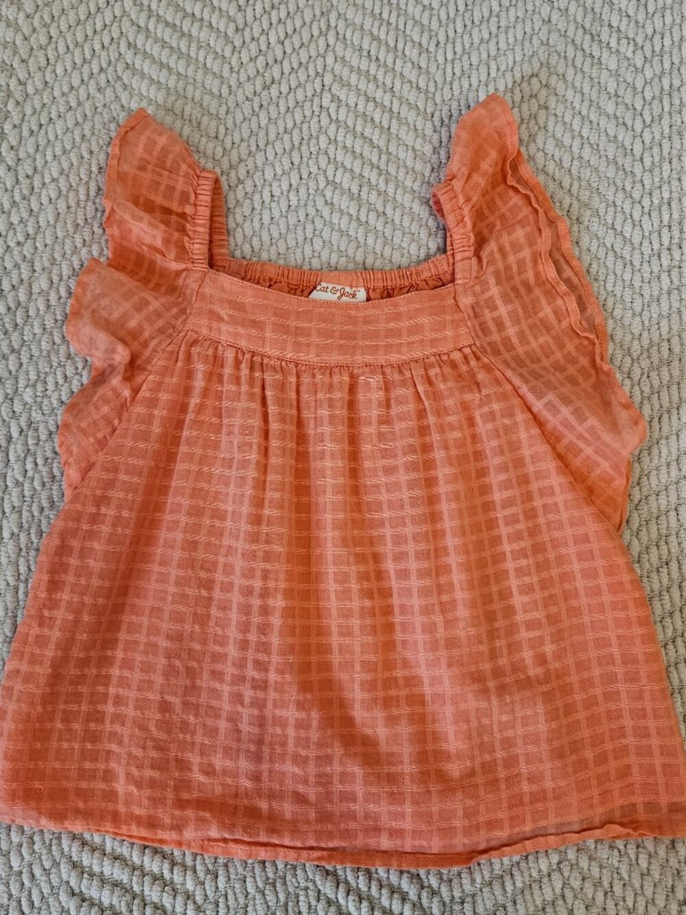 Cat & Jack Girls Coral Gauze Flutter Sleeve Top Size S 6/6X